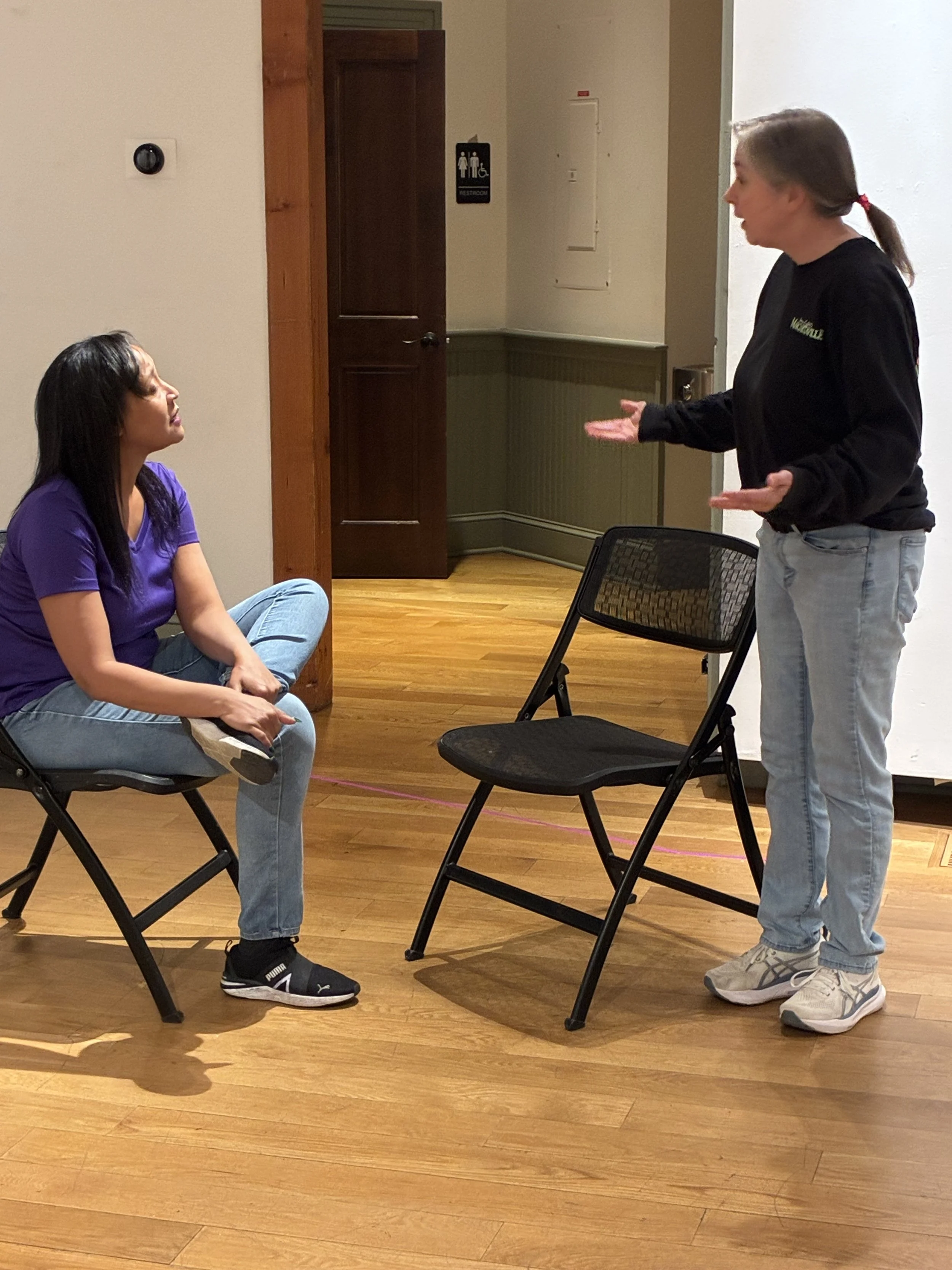 Rav’n Moon &amp; Beth Davis in rehearsal  **Photo by** Lynn Fleming 
