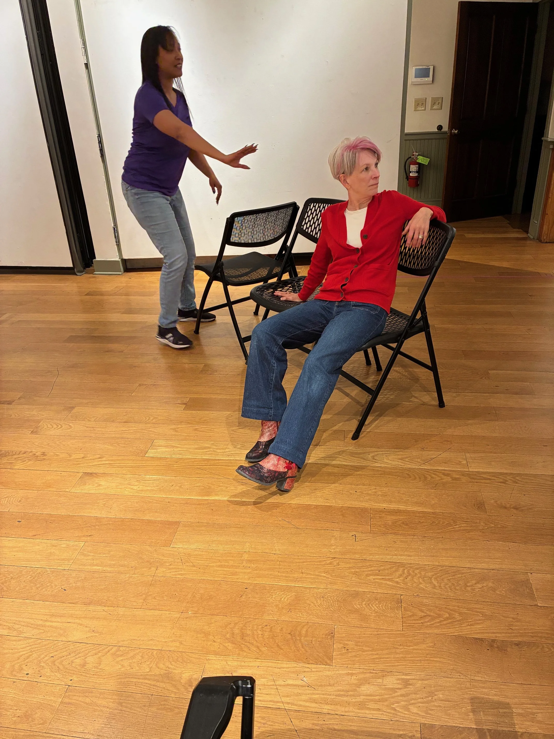  Rav’n Moon &amp; Margaret Casart in rehearsal  **Photo by** Lynn Fleming 