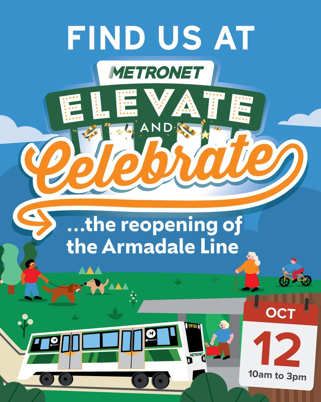 Join us tomorrow 10am &ndash; 3pm to celebrate @metronetperth's big milestones with free rides, live music, food, and family fun at Byford Station, Armadale Station and Long Park 🚆🌳
More information at @metronetperth