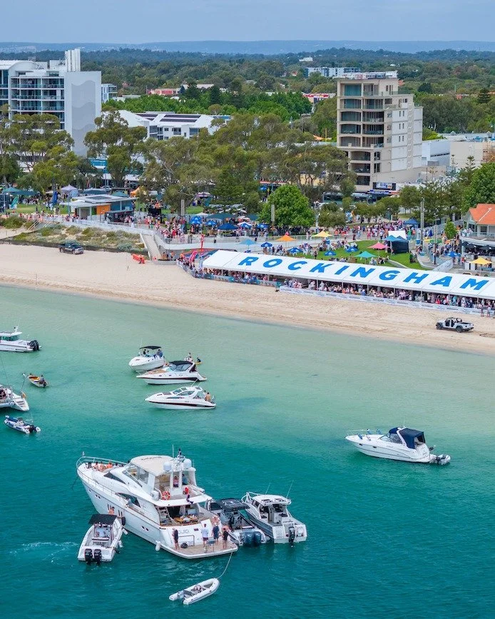 The @channel7 @rockinghambeachcup presented by @ceramico_tiles_bathrooms is back for an unforgettable weekend of entertainment and coastal fun. Enjoy the free Rotary Community Festival with live music, markets, food trucks, and family activities, the