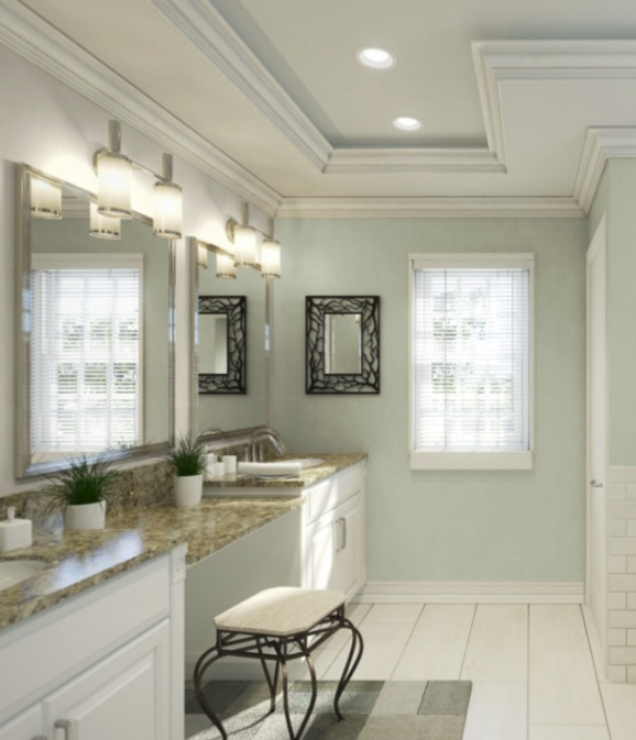 Bathroom walls painted with Sea Salt by Sherwin-Williams