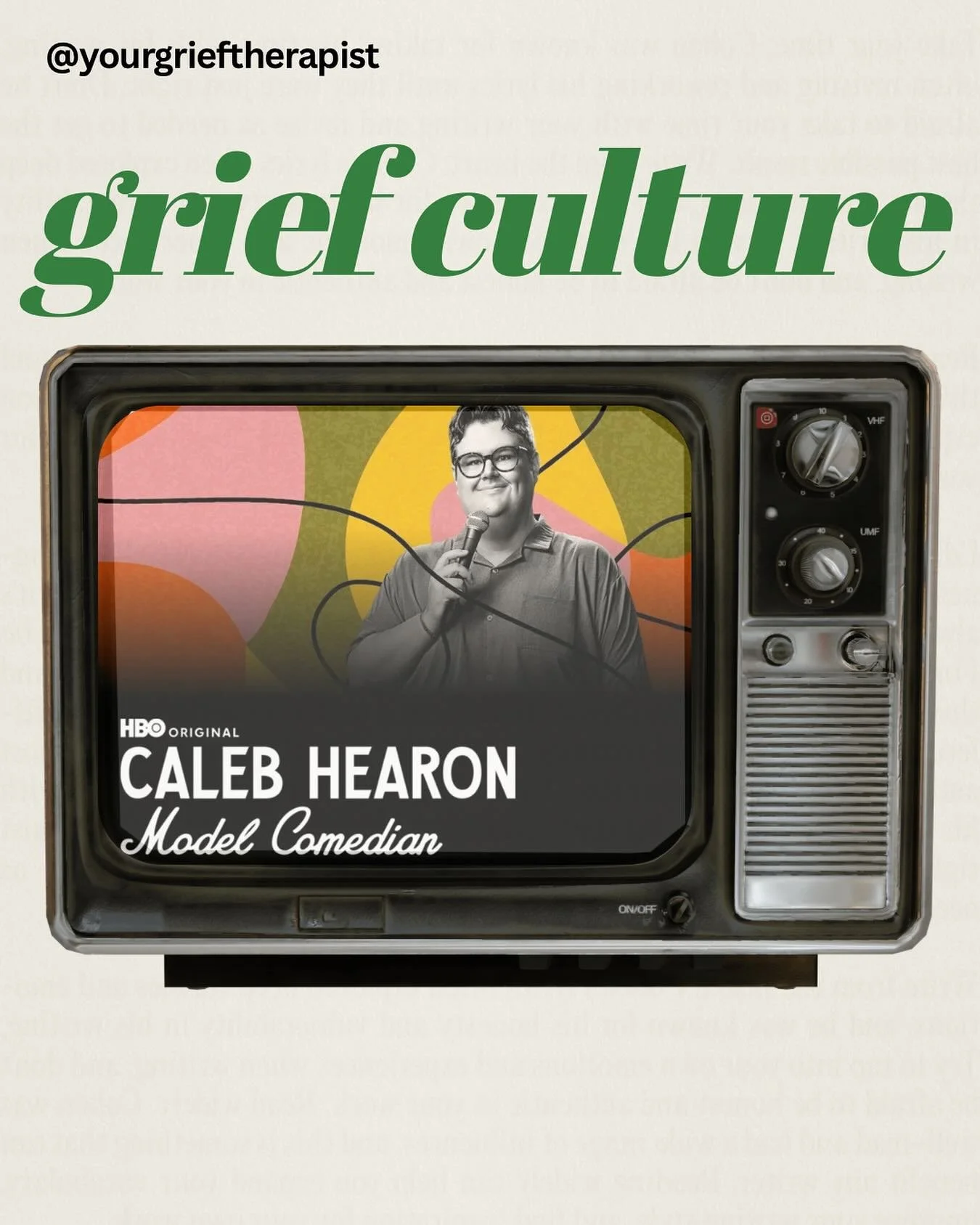 On this account, I&rsquo;ll be posting inspiration about grief I find in pop culture. I love to consume TV, comedy, film, podcasts, books, music and more. I find grief in almost everything &ndash; if you&rsquo;re looking and listening for it.

This w
