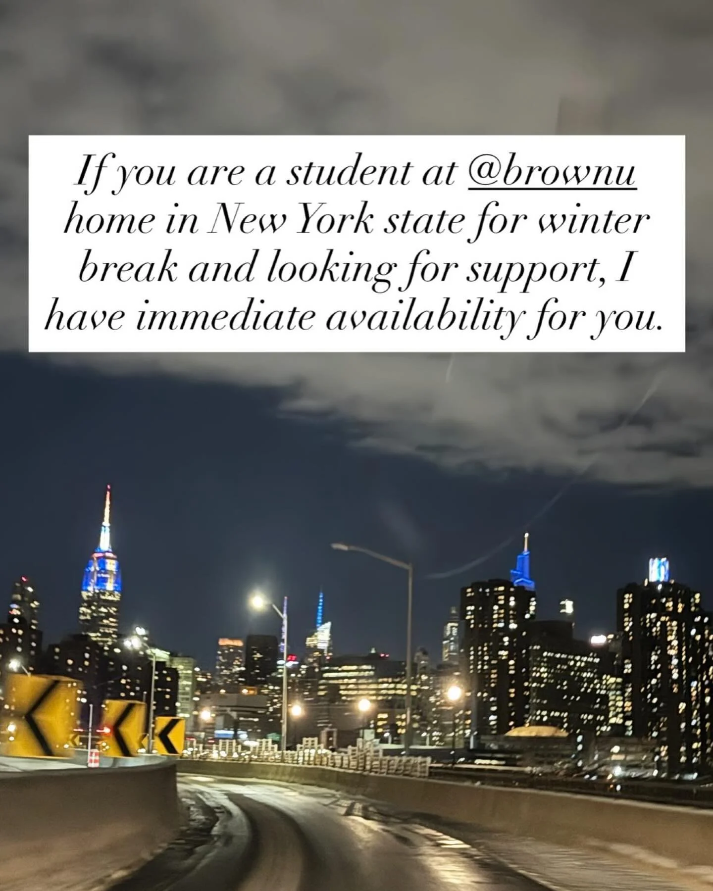 My heart is broken for everyone at @brownu, and students everywhere. You deserve better than tragedy. ❤️&zwj;🩹

If you&rsquo;re home in New York state for winter break, I have immediate availability to support you. 🫶🏻

Please reach out by email an