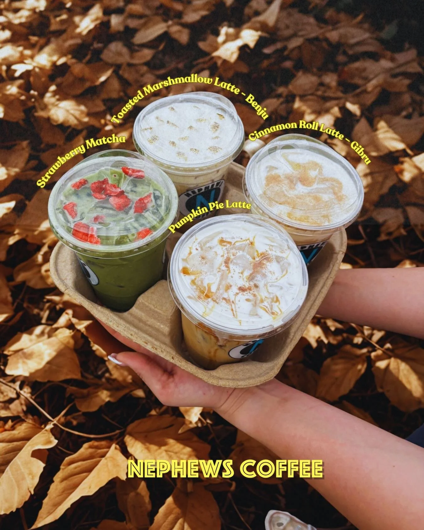 Made with love, Our ceremonial grade matcha and our amazing coffee blend make the taste rich and smooth. This four are a perfect quartet for any fall afternoon! 🍓🍵☕️ #nephewscoffee #justhavenephews #northphoenix #supportlocal #localtophoenix #straw