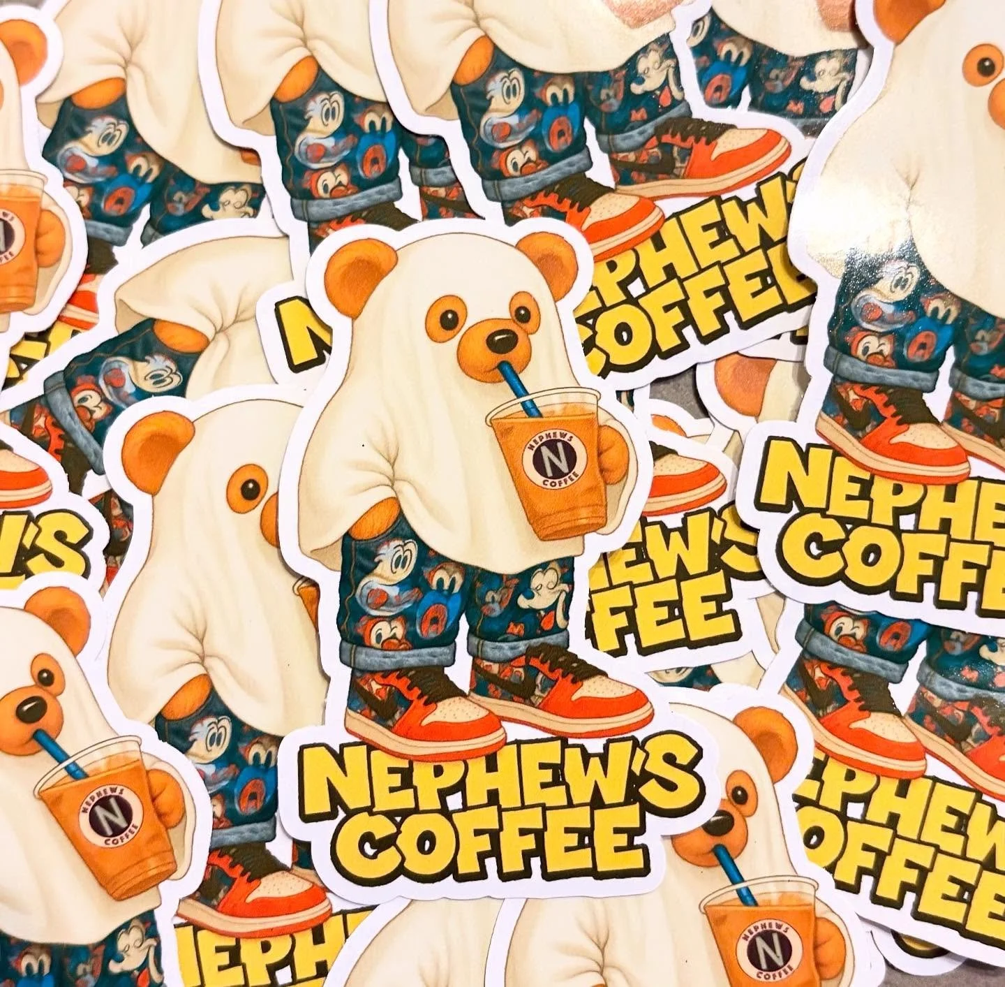 Our first of many sticker launches!
Starting Today, you will be getting a free ghostly bear with any medium size drink. This is will be a limited run of 200 till the end of October. Thank you for all your support! #nephewscoffee
#justhavenephews #mad