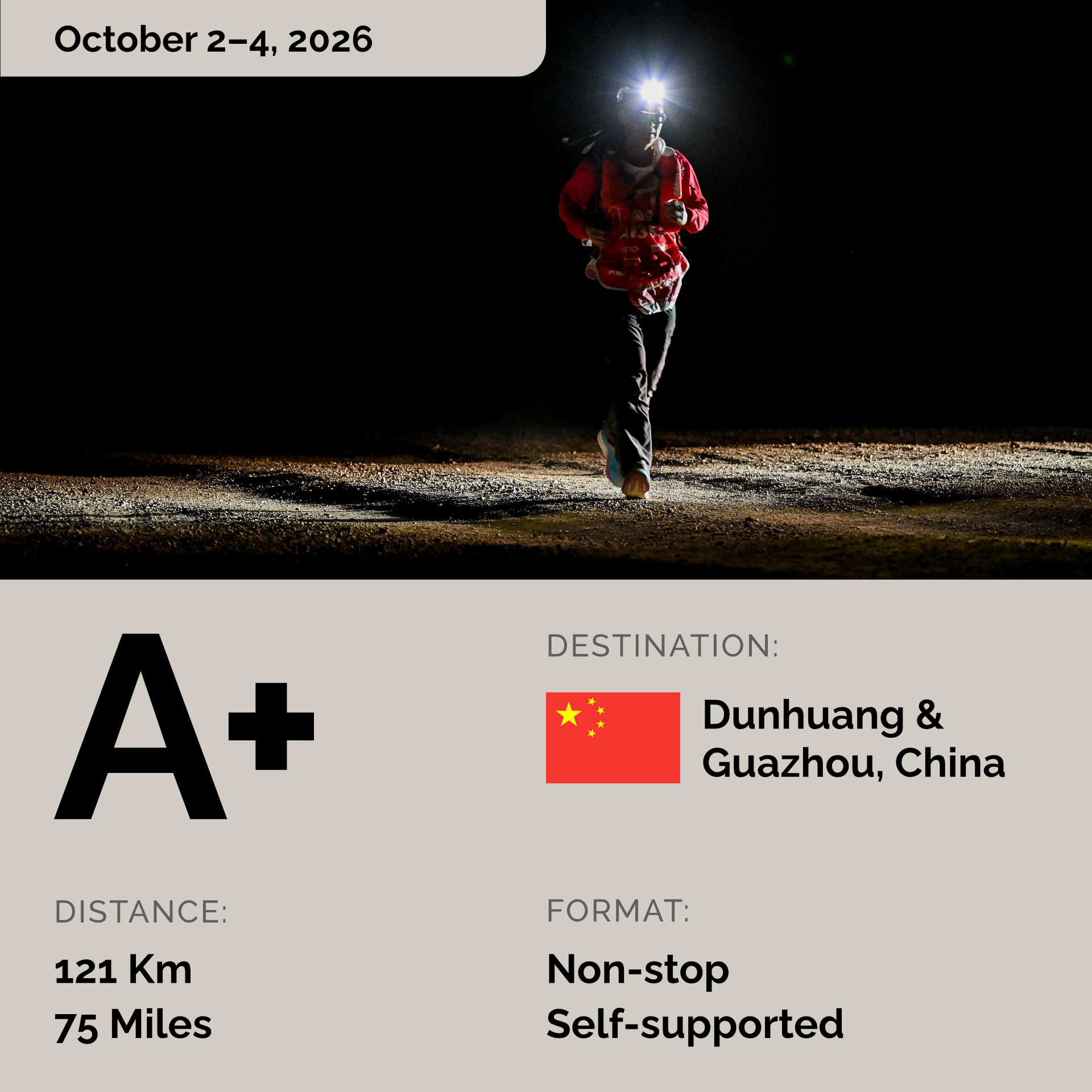A+ (121km, nonstop), Gobi Desert