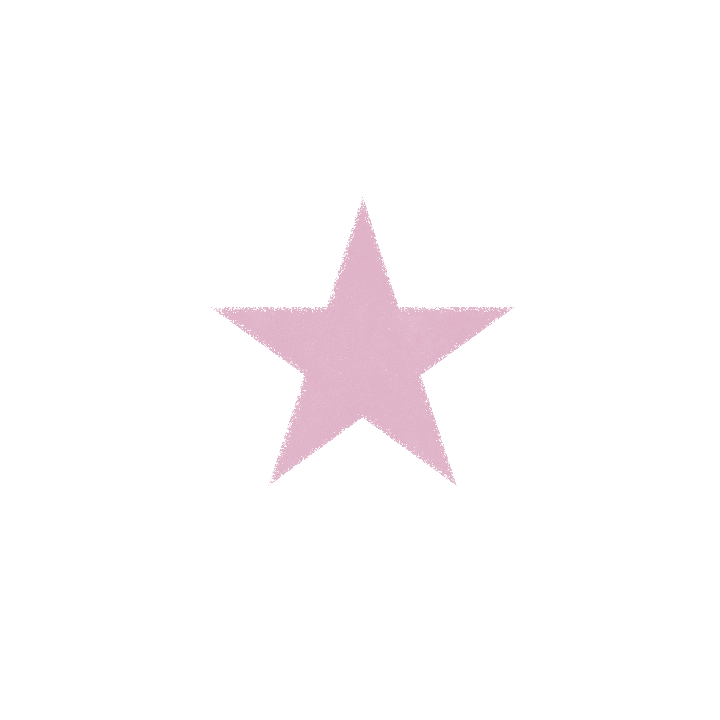 Pink star with white borders on black background.