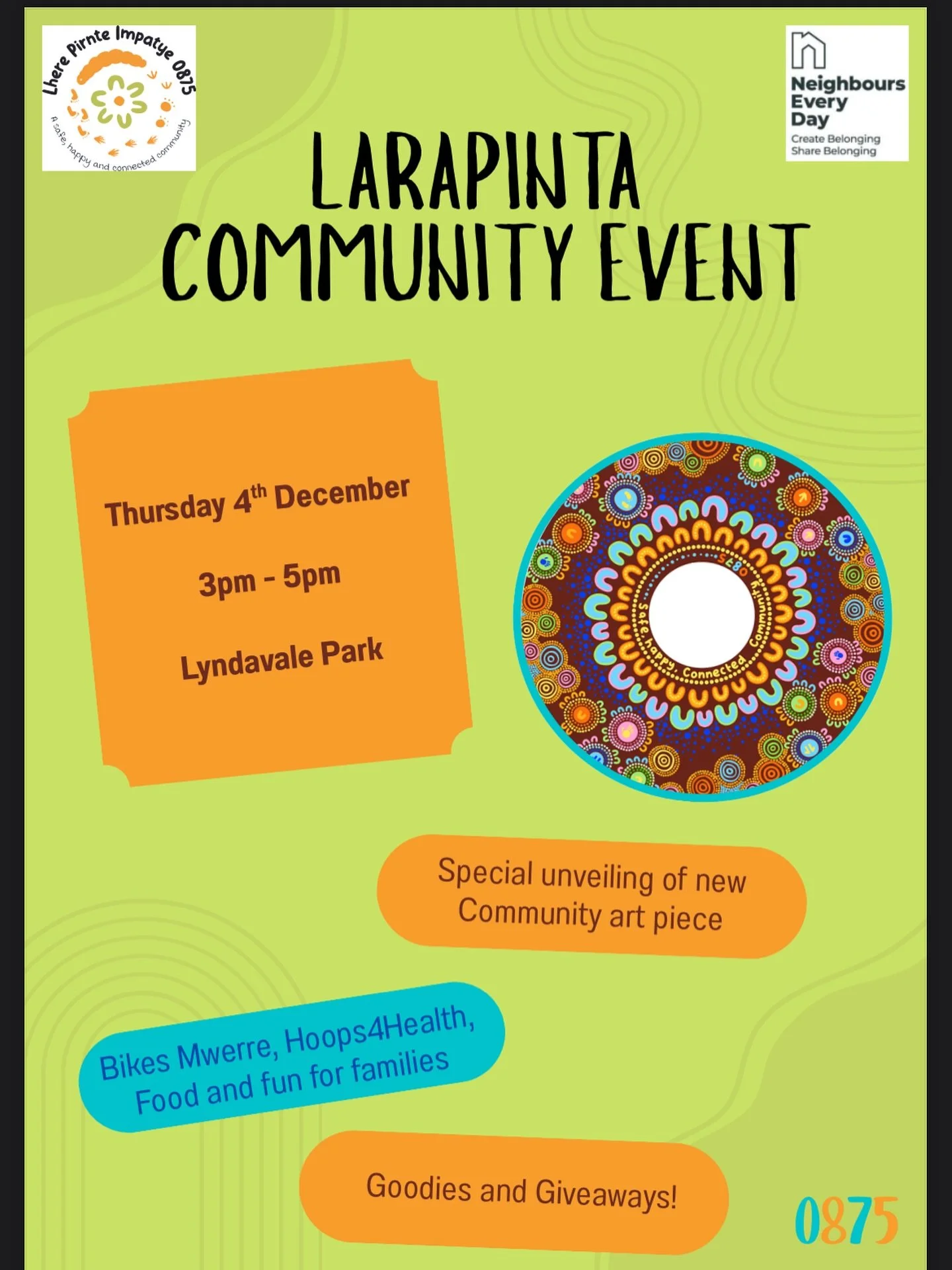COMMUNITY EVENT THIS THURSDAY - bike fixing, basketball, fun for all families

👏🏾This Thursday 4th December we wrap up Term 4 Afterschool activities with a celebration of the Larapinta community #0875 

Come down to Lyndavale park from 3 pm- 5 pm o
