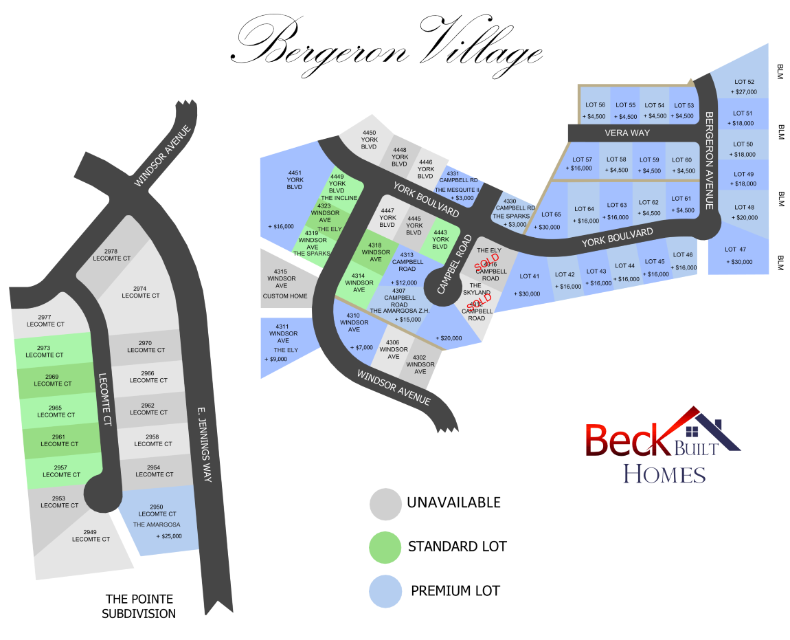 Bergeron Village Map 1.6.26 by Beck Built Homes in Elko, Nevada