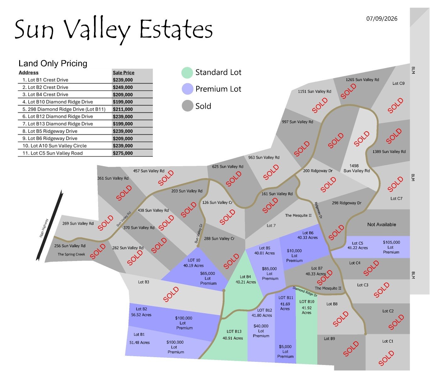 Sun Valley Estates Map by Beck Built Homes