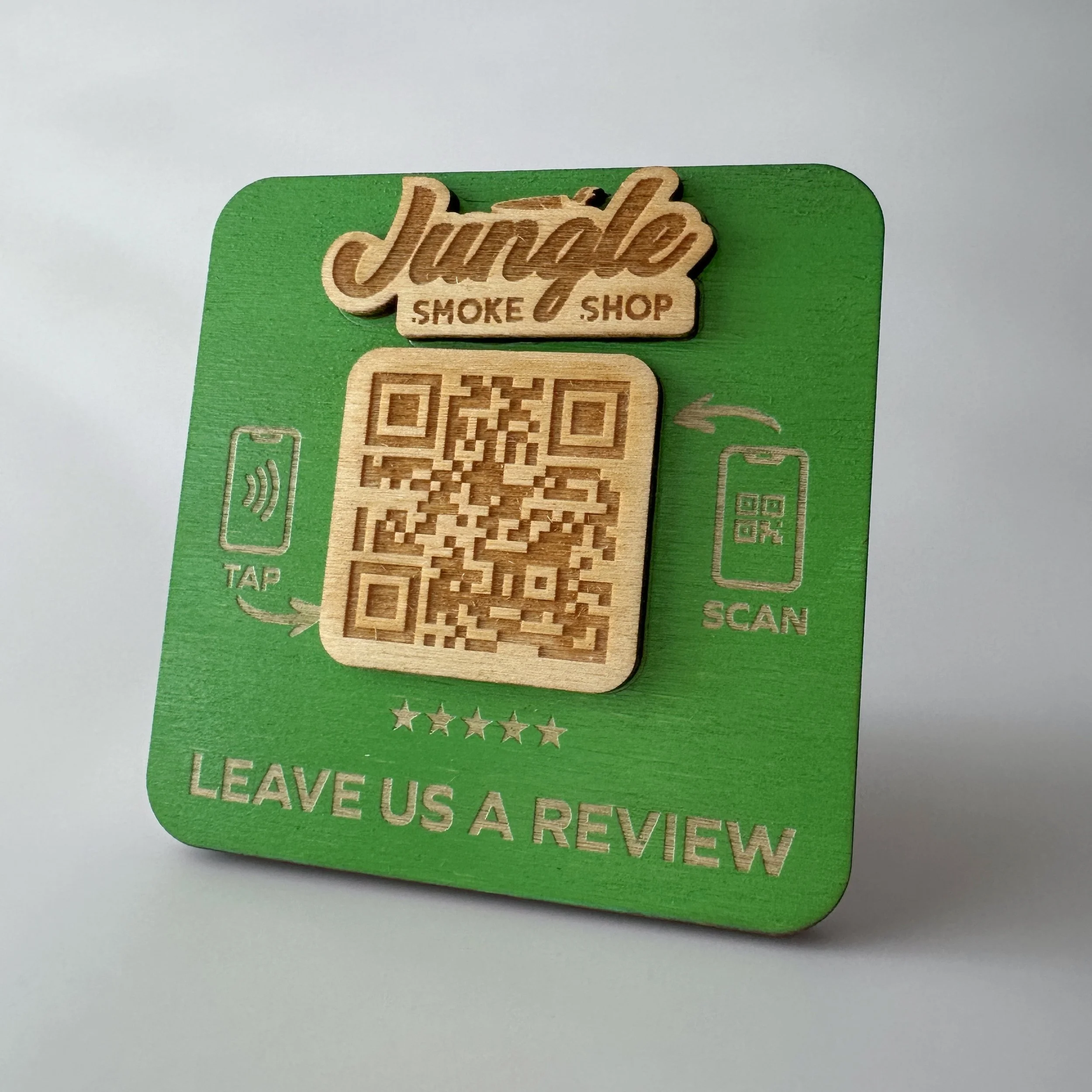 Custom 3D logo NFC QR business review stand any shape any color