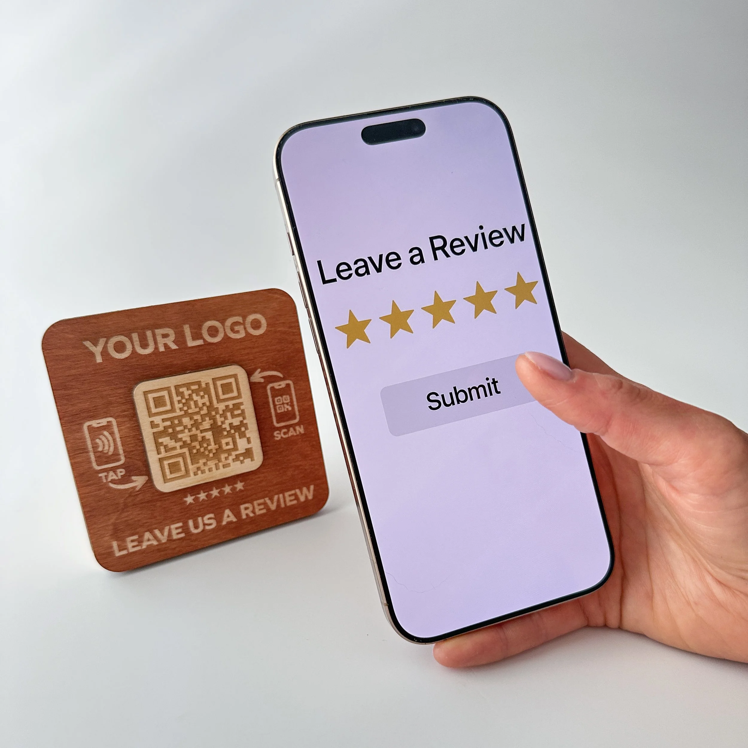 custom logo business stand with review