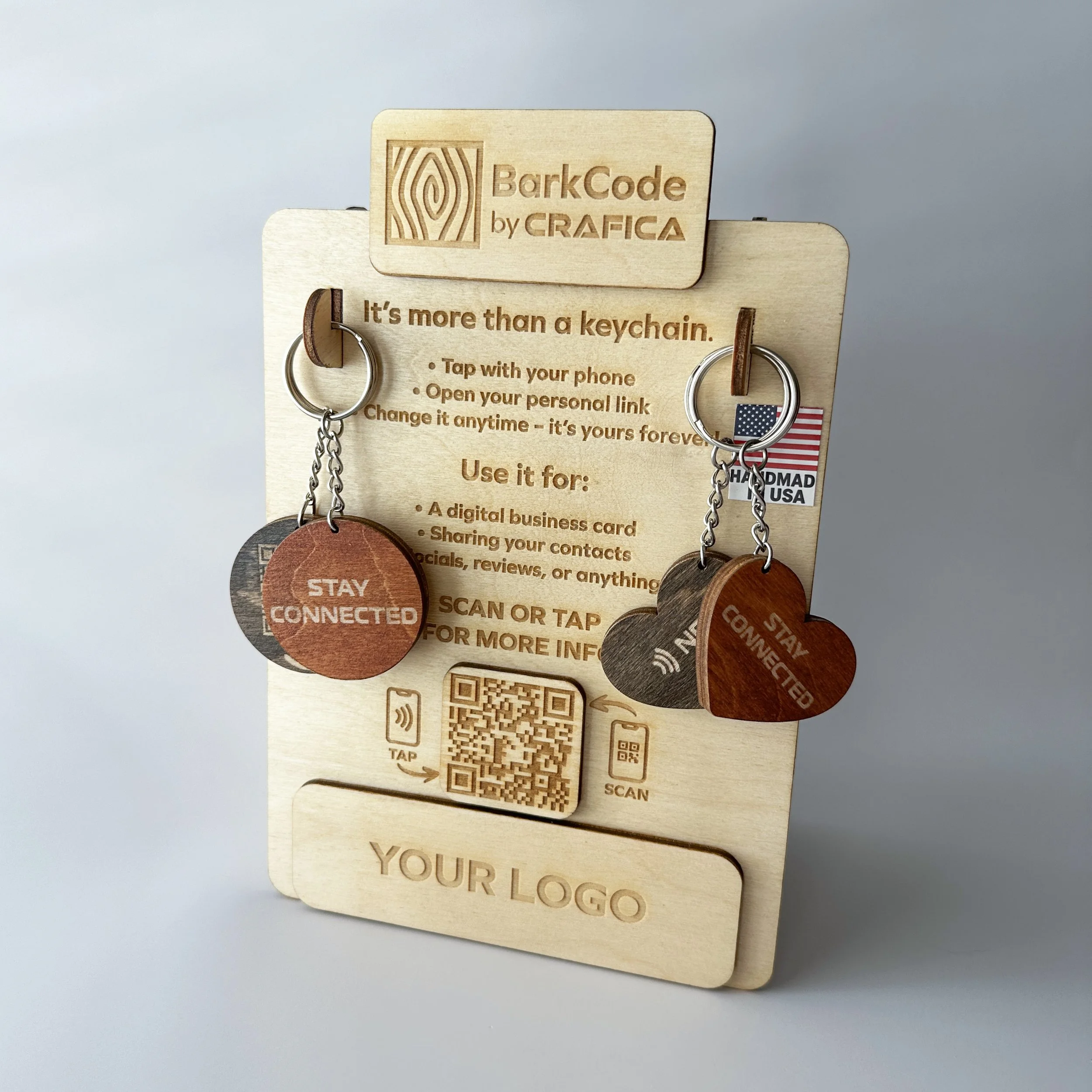 Custom logo nfc qr keychains for business