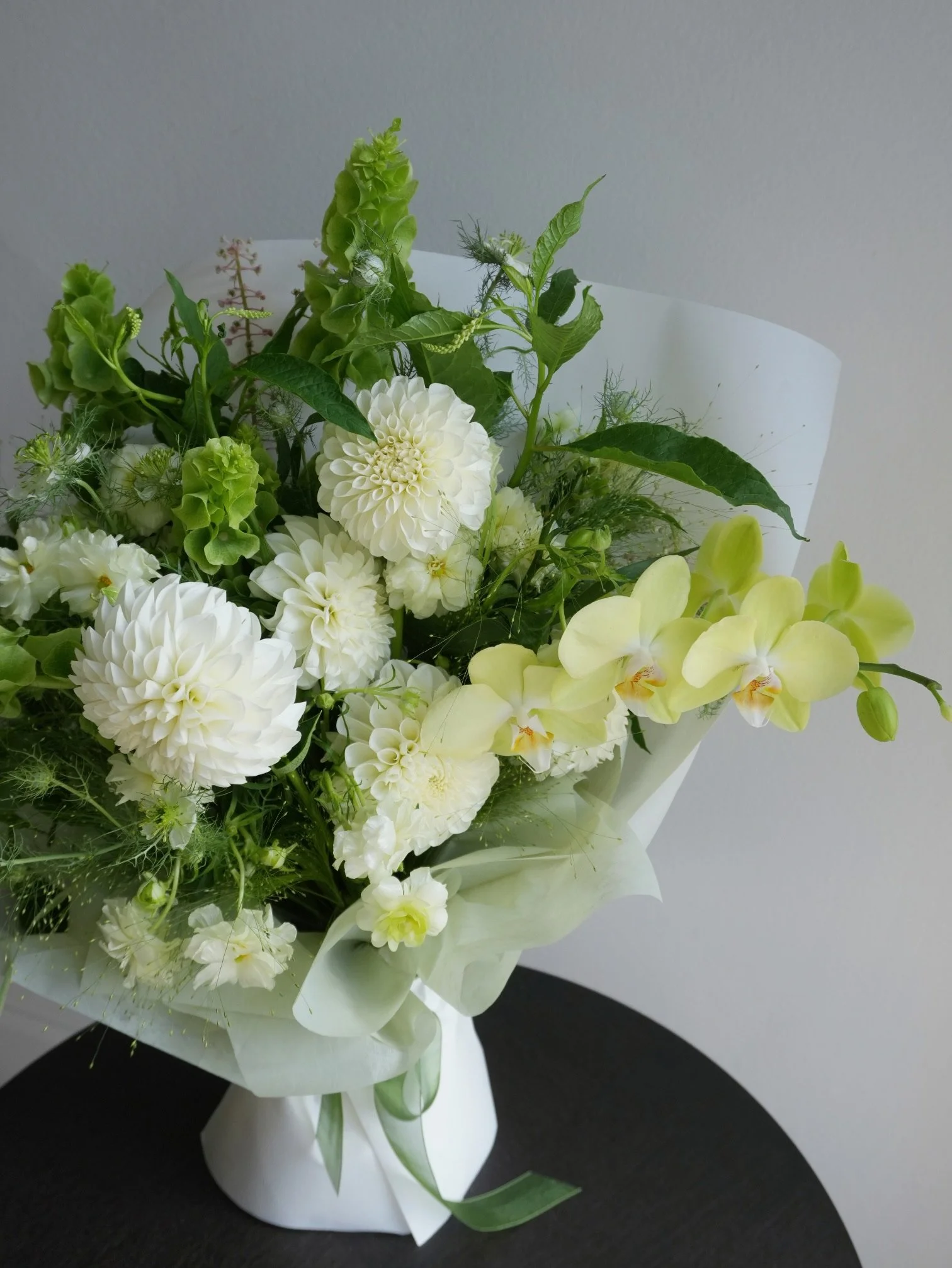 Girl and the Flower-Modern Florals-White Green Bouquet.jpeg