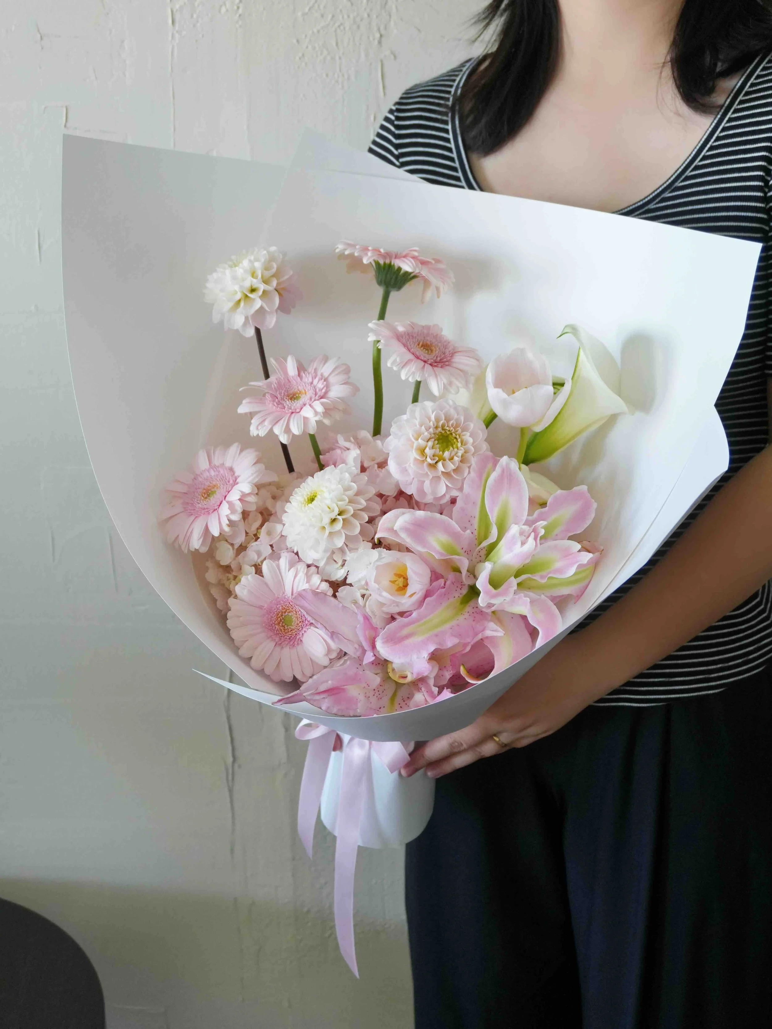 Girl and the Flower_Pink Lily Bouquet.jpeg