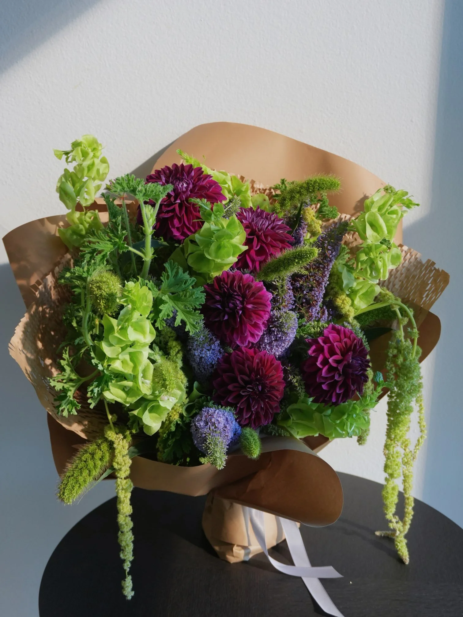 Girl and the Flower-Modern Floral-Green Purple Bouquet.jpeg