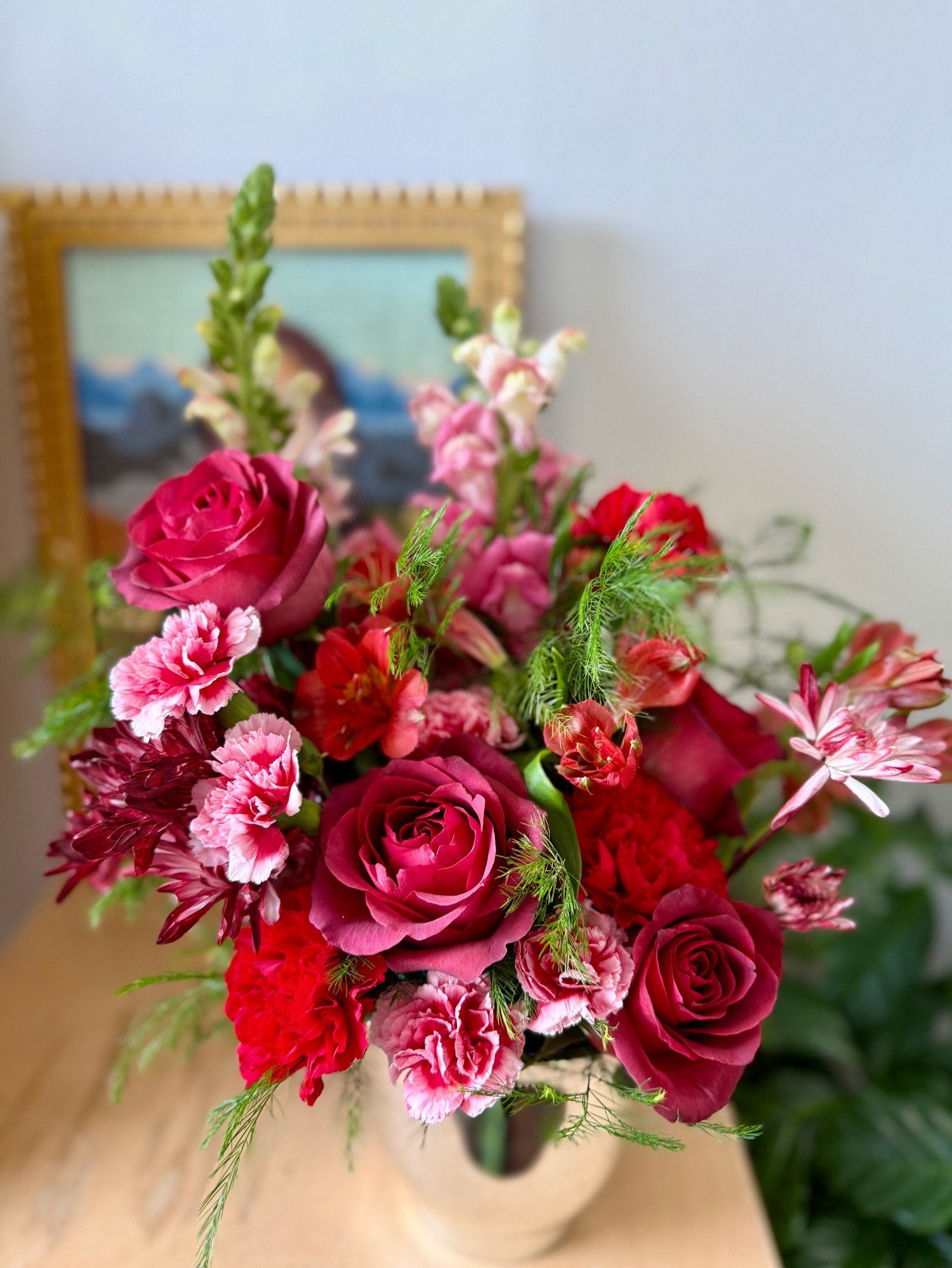 Girl and the Flower-custom flower arrangement-red.jpeg