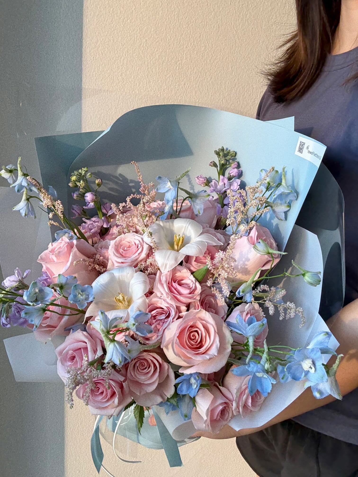 Pink Rose & Blue Delphinium Mix-Girl and the Flower.jpeg