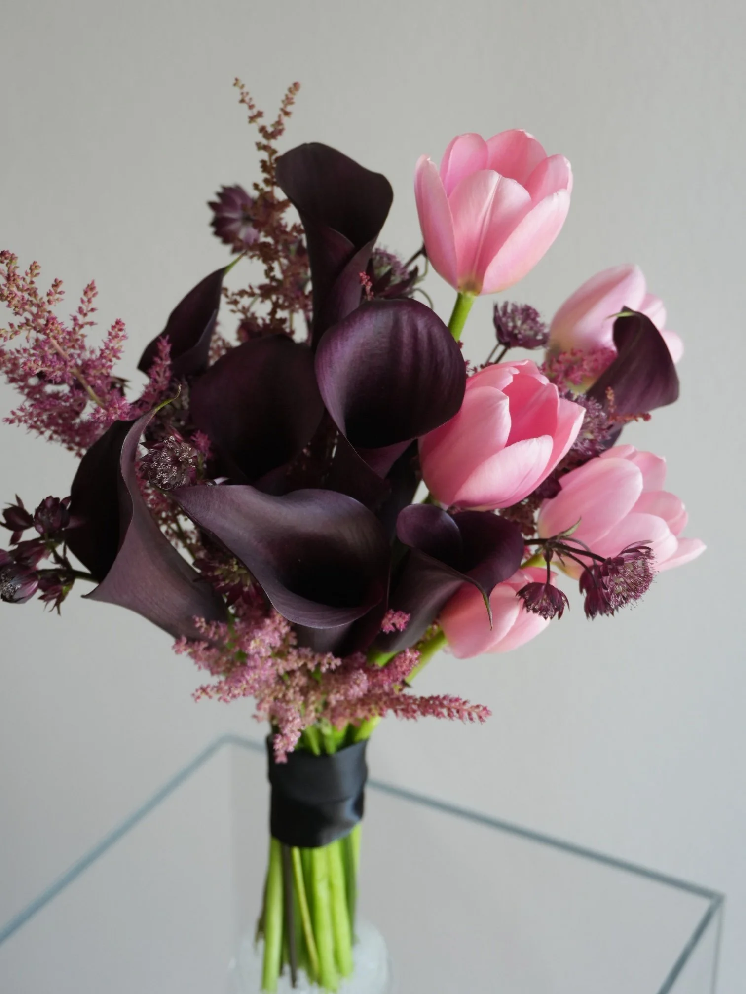 Girl and the Flower-Bridal Bouquet-Black Calla Lilies.jpeg
