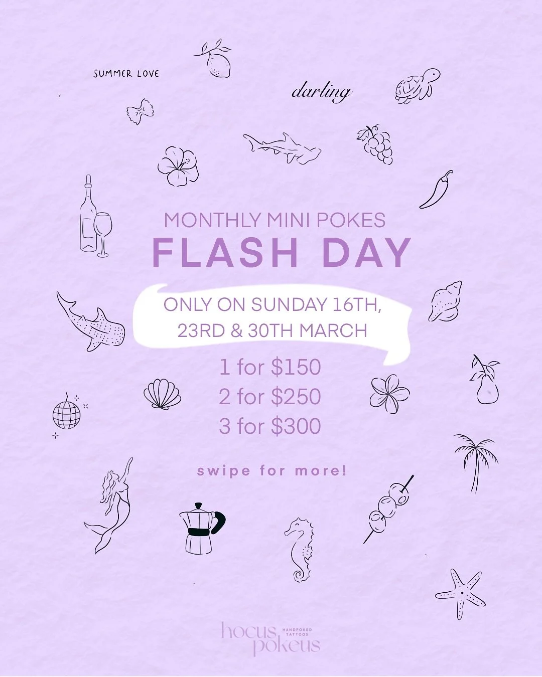 ⭐️ MARCH MINI POKES FLASH ⭐️ 3 Days Only! 

🔥 Limited spots each day 🔥 

~ Head to the link in my bio &amp; follow the &ldquo;BOOK NOW&rdquo; button! 
~Select &ldquo;Mini Pokes&rdquo; and then just choose which of the 3 Sundays &amp; time you&rsquo