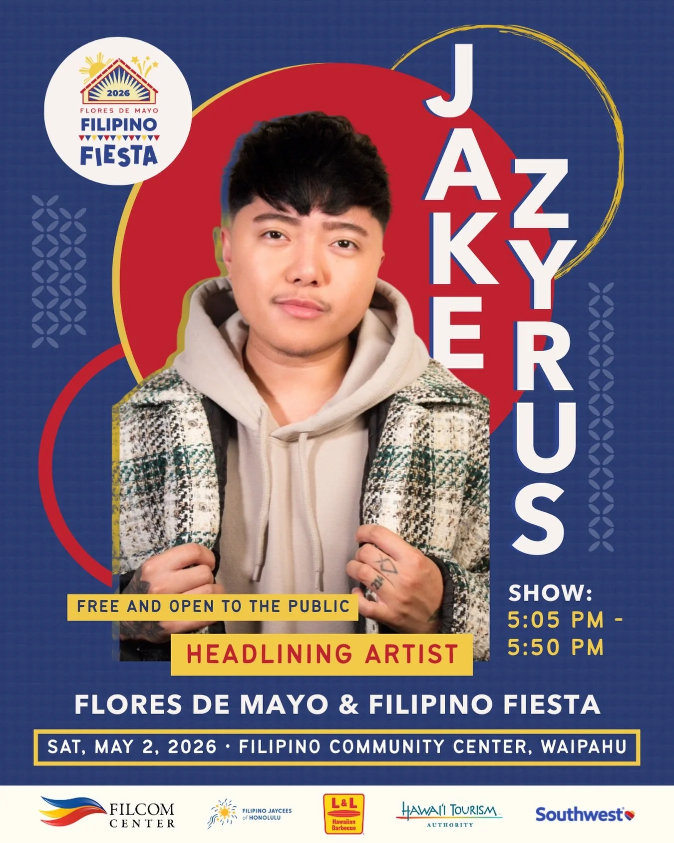 🌟 Headliner Announcement 🌟 
JAKE ZYRUS is taking the stage at the 2026 Flores de Mayo &amp; Filipino Fiesta!

Jake Zyrus is an internationally acclaimed Filipino singer known for his powerhouse vocals. Rising to global fame through viral performanc