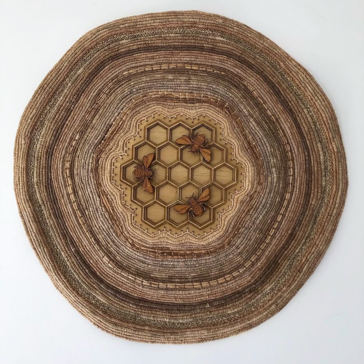 Originally named &ldquo;Hive medicine&rdquo; 
I put her in a exhibition where the subject was &ldquo;in pursuit of liberation&rdquo; 
The name that came was &ldquo;a hives mind&rdquo; 

In a hive, bees function as a cohesive team, each contributing t