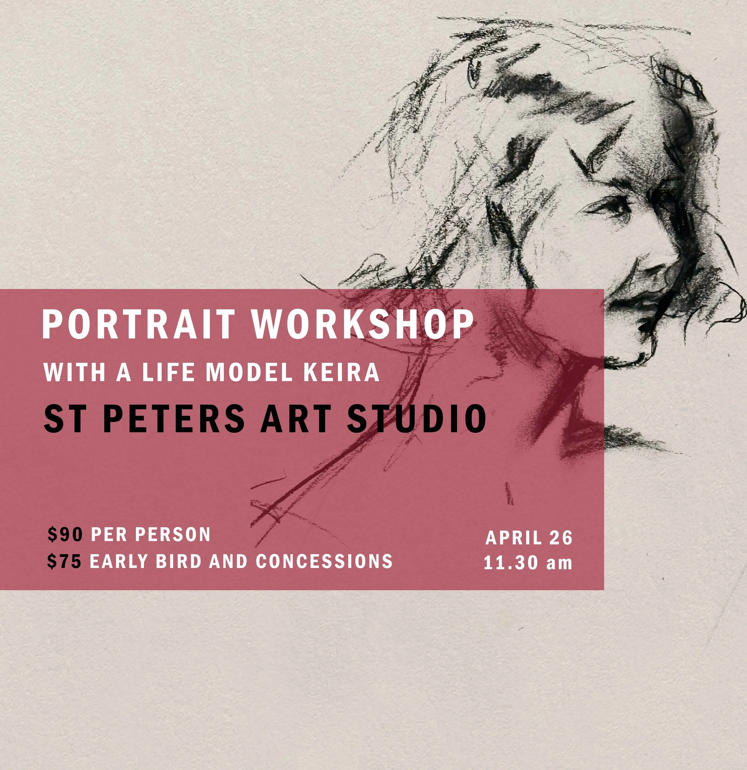 PORTRAITURE WORKSHOP FOR BEGINNERS - 26 APRIL, 11.30 AM