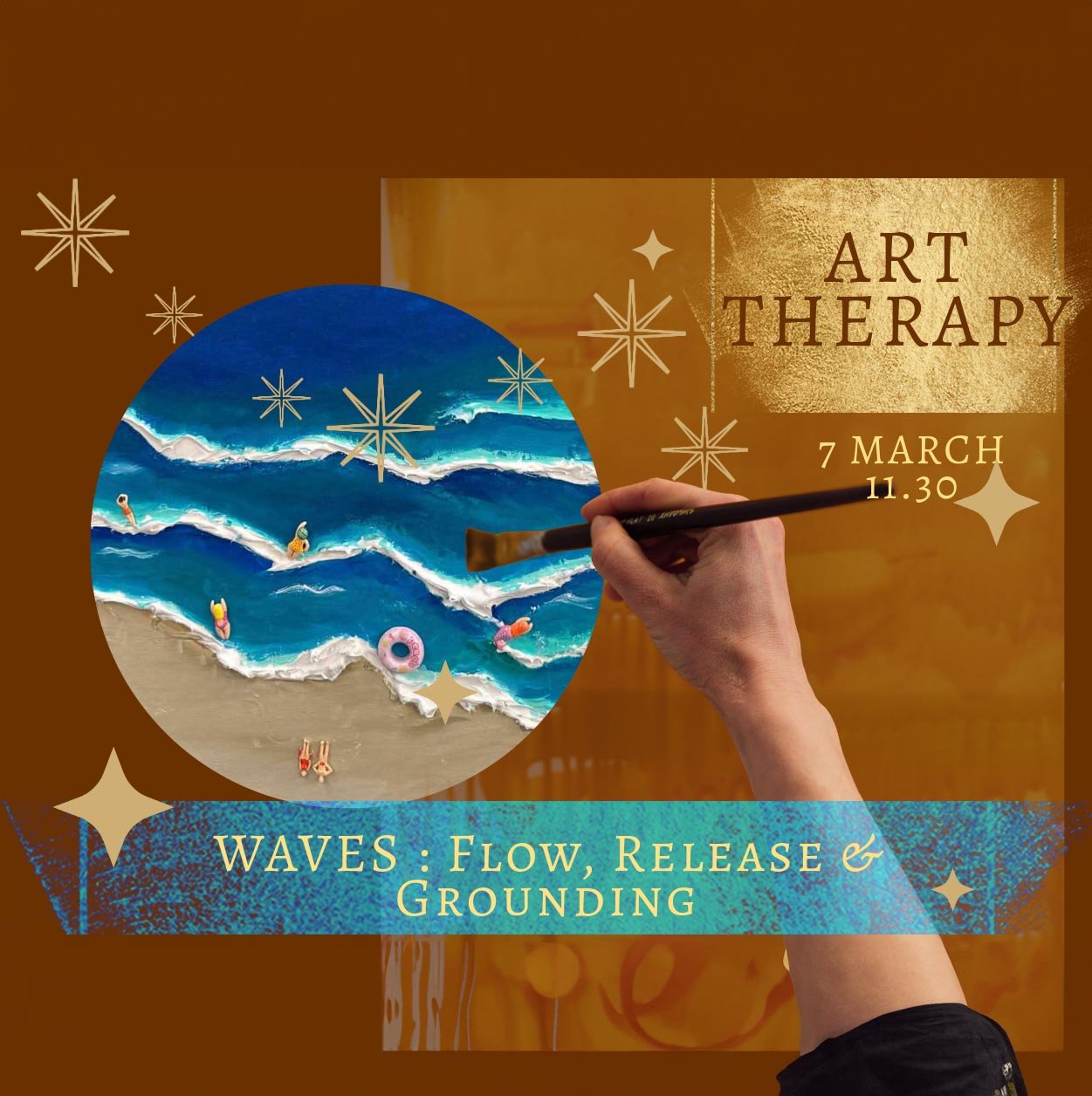 EARLY BIRD:🌊 Therapeutic Art session: Beach Waves Painting: Flow, Release & Grounding