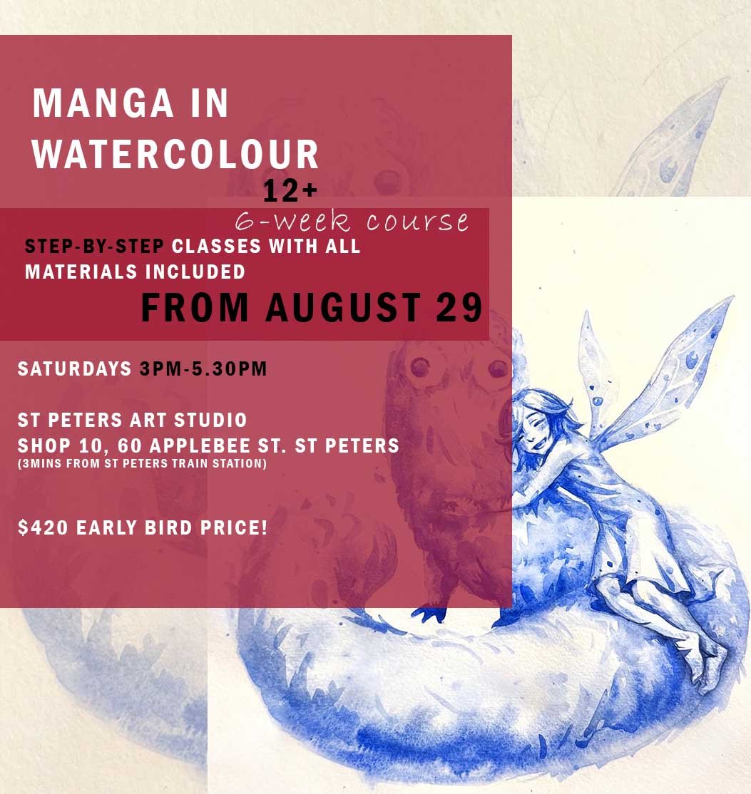 EARLY BIRD! Manga in Watercolour – 6-Week Course, Saturdays | 3:00 PM – 5:30 PM | Starts 29 August