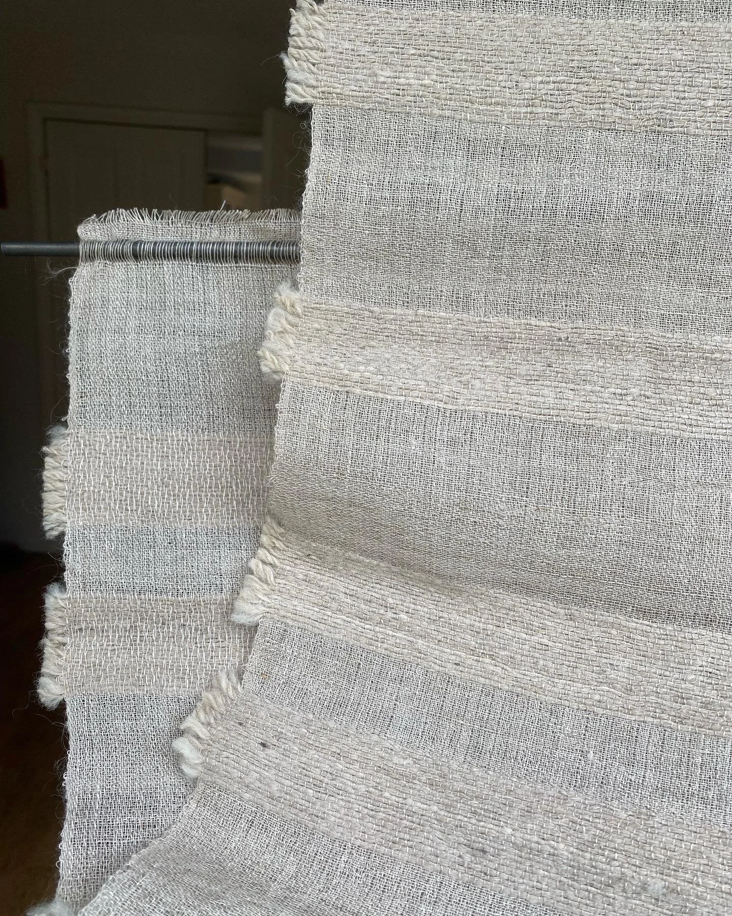 I&rsquo;m excited announce this wall hanging will be on show at the Rose Uniacke Fabric Shop thoughout London Craft Week.  I will also be taking up residency at the shop demonstrating spinning yarns and how to prepare the fleeces for spinning. 
Demos