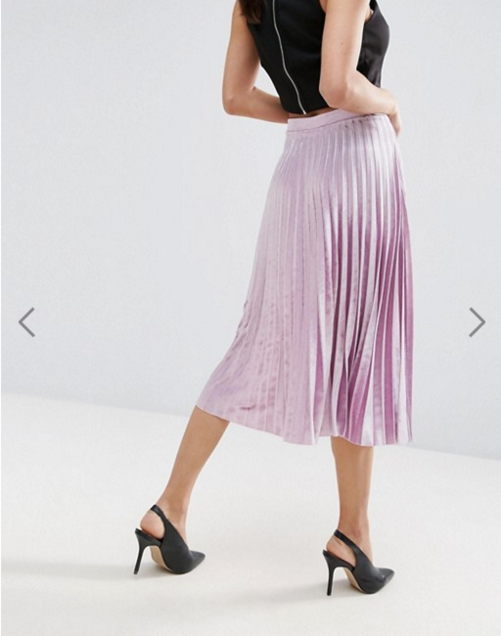 ASOS Pleated Midi Skirt in Velvet
