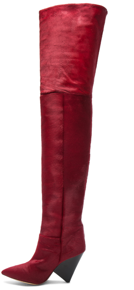 Isabel Marant Calf Hair Lostynn Thigh High Boots