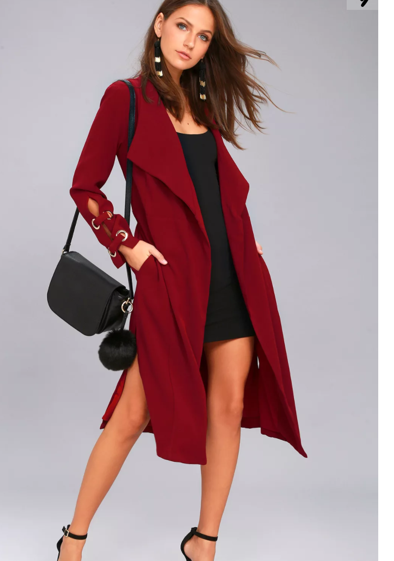 Good Reputation Wine Red Trench Coat