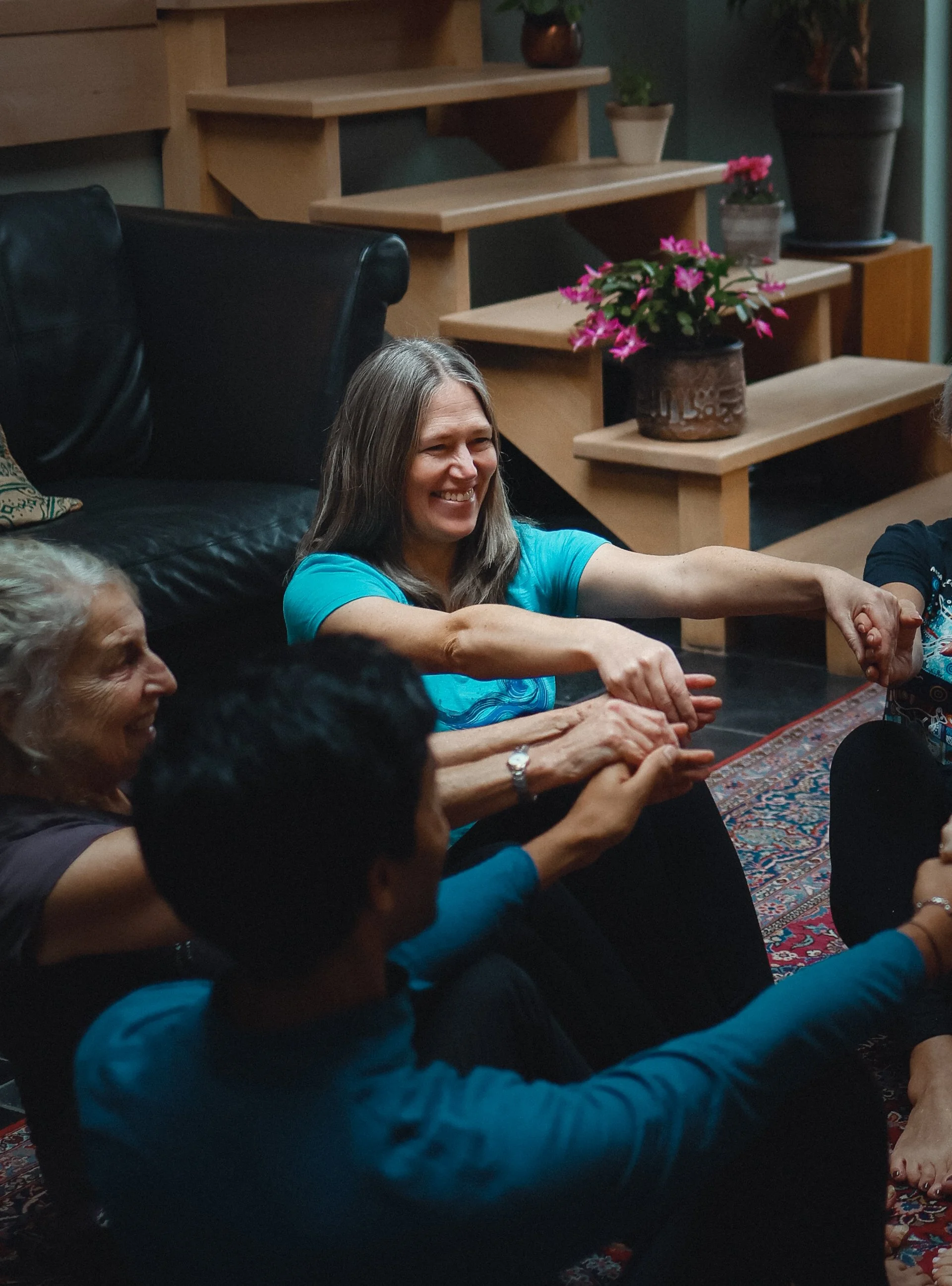 Yoga session with participants of all ages, forever young yoga
