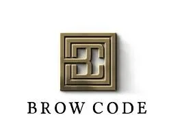 Logo with a square maze design above the text 'BROW CODE' in black.