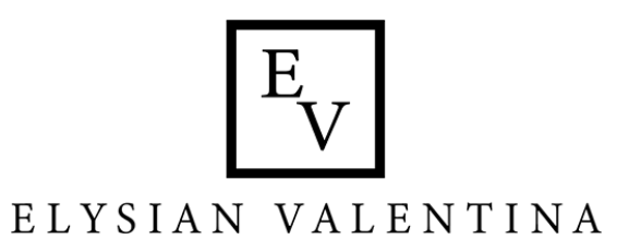 ELYSIAN VALENTINA logo with initials EV in a square, and full name below