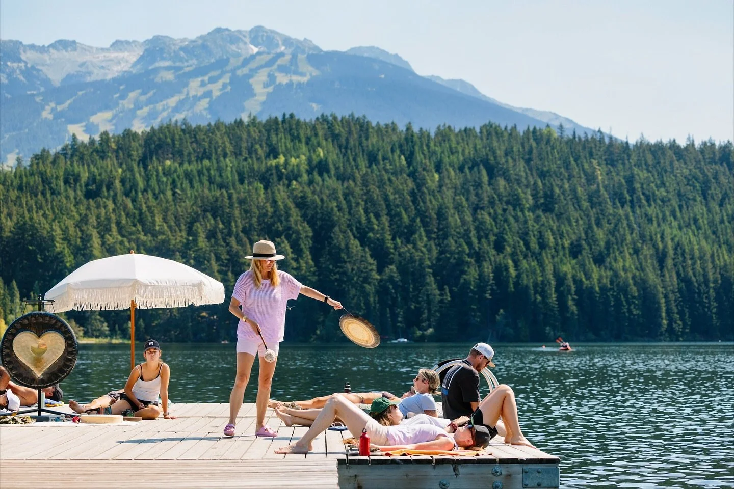Finally getting around to sharing these gorgeous images from @oisinmchughphoto 🤍
In celebration of Whistler’s 50th Anniversary, we gathered on Alta Lake for a floating soundbath — surrounded by mountains, forest, and the songs of nature