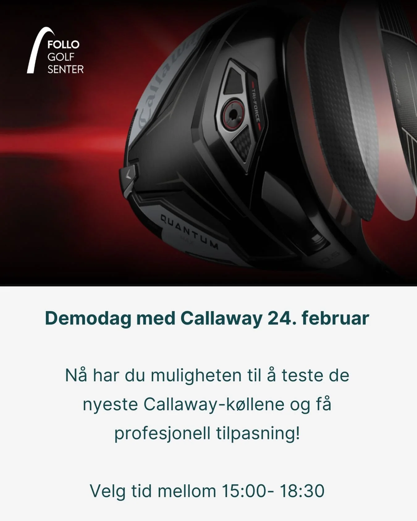 DEMODAG MED CALLAWAY 🤩
Book tid den 24.2 hos Follo Golfsenter og test ut de nyeste Callaway k&oslash;llene 🤩 Link til booking i bio!