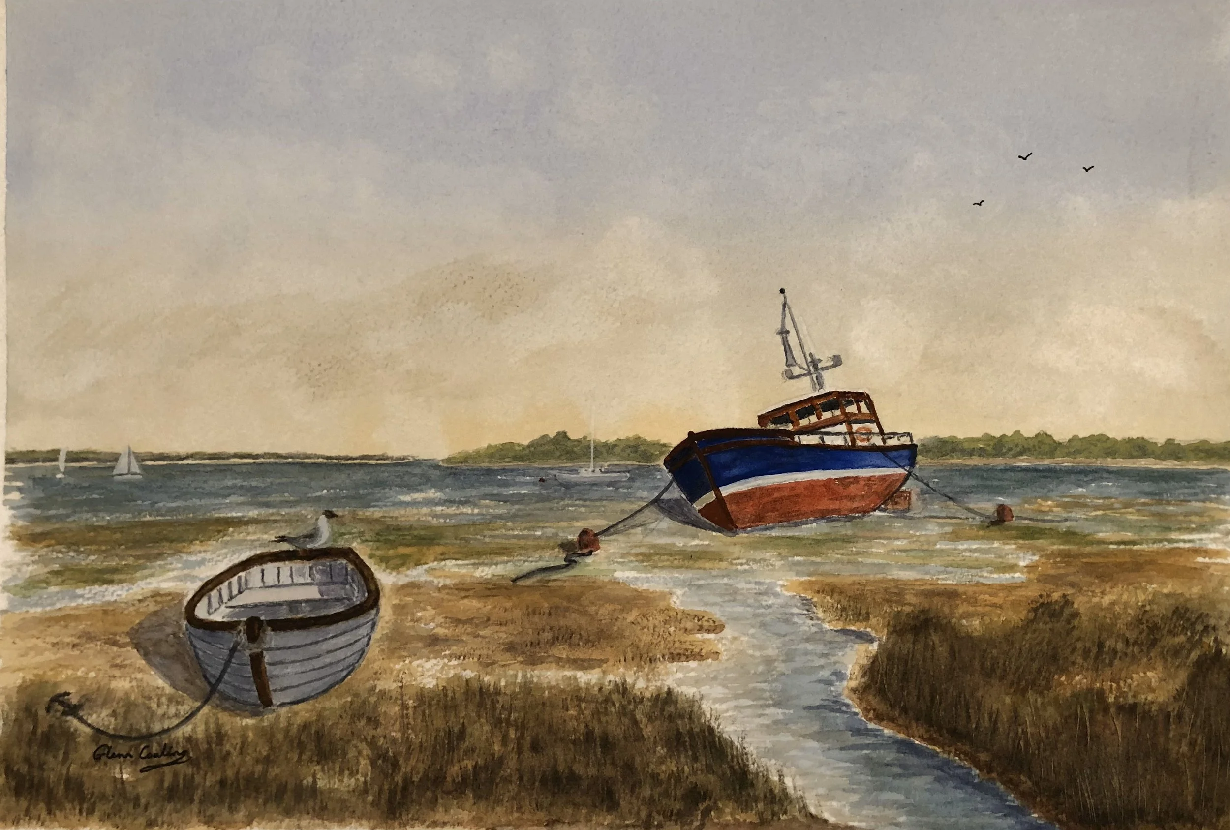 'Low Tide on the River Blackwater, Essex.'
Watercolour. (SOLD)
