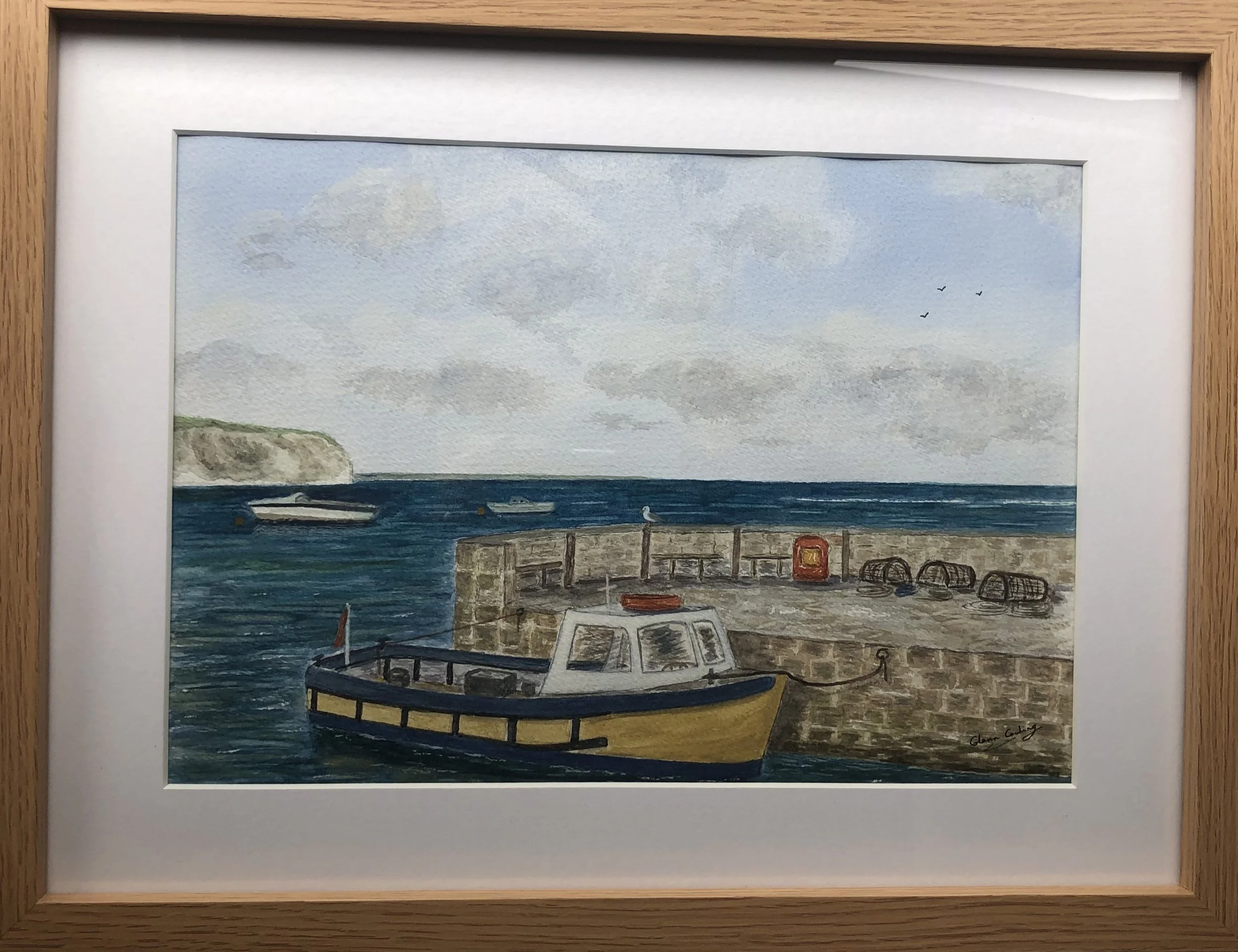 The Stone Quay, Swanage, Dorset. (Watercolour) (framed)
