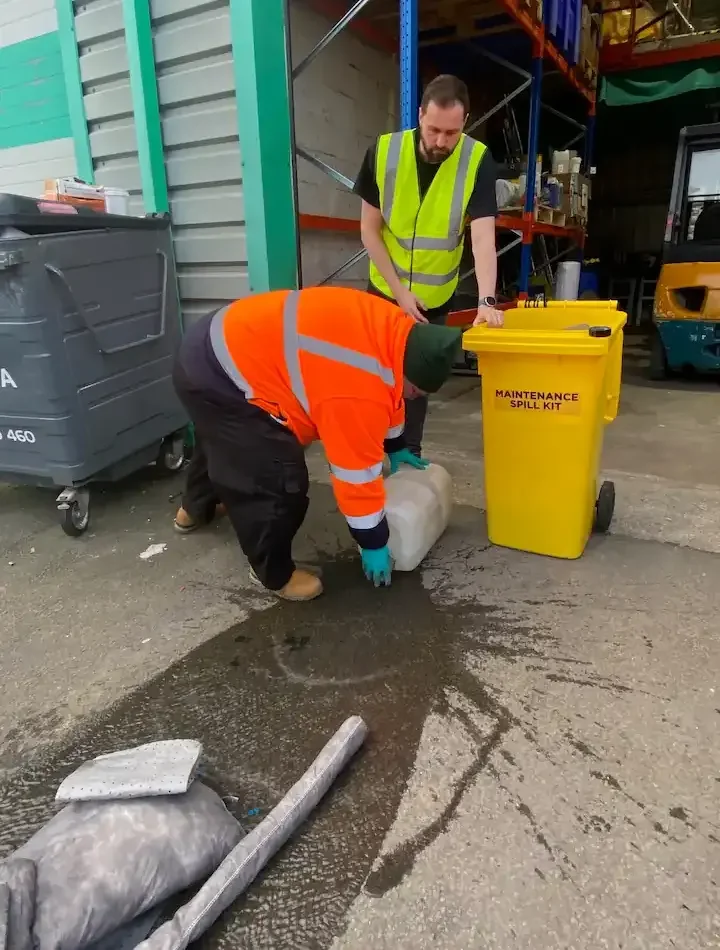 Spill Response practical demonstration being conducted sealing container with dammit leak sealing paste
