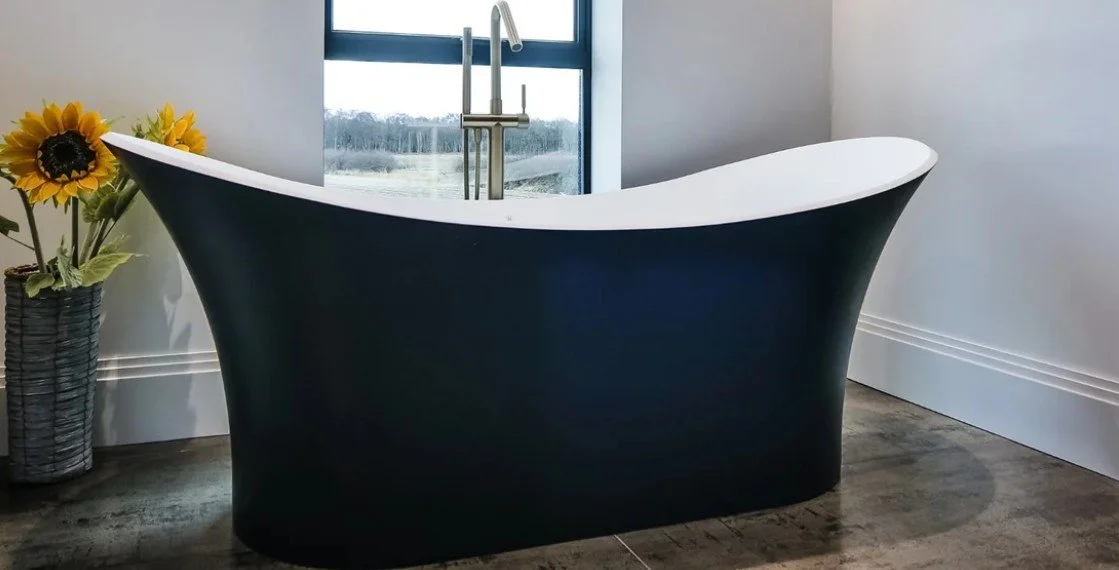 Luxury bathroom featuring a freestanding bath, premium finishes and contemporary interior design.