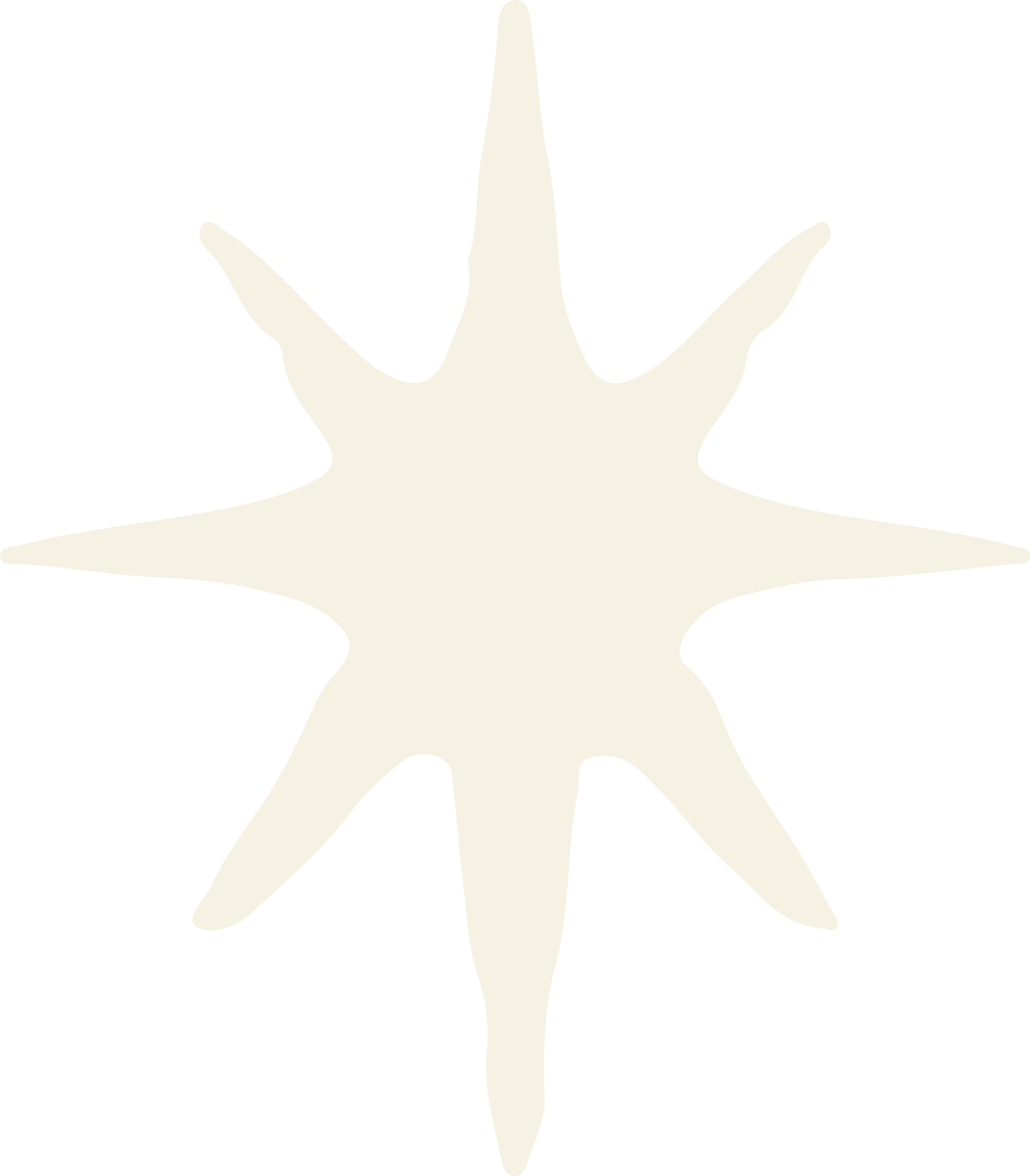 A stylized, symmetrical light-colored star shape with six elongated points on a black background.