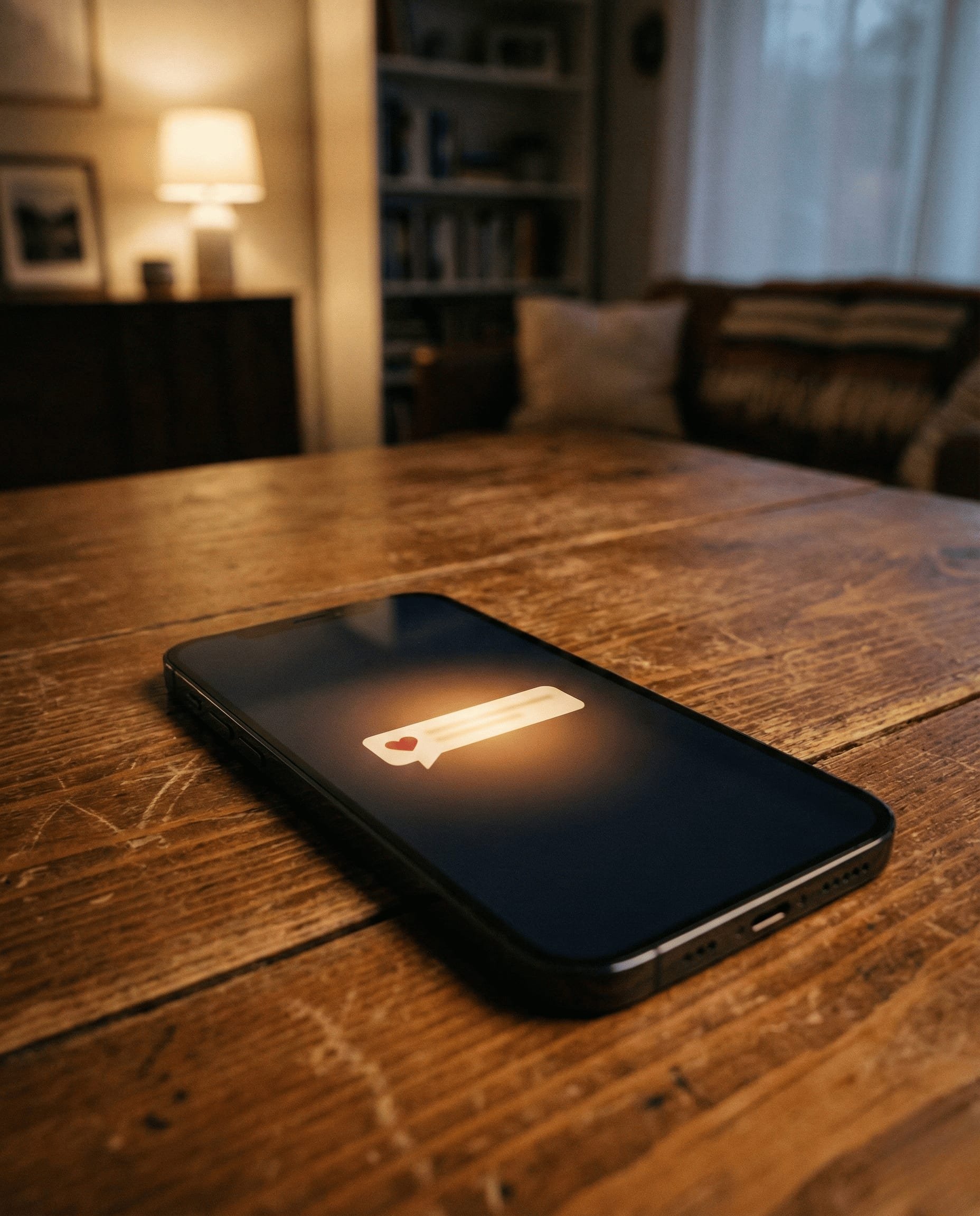 Teléfono móvil con una notificación de mensaje, representando el FOMO, la ansiedad social y la búsqueda de validación digital.