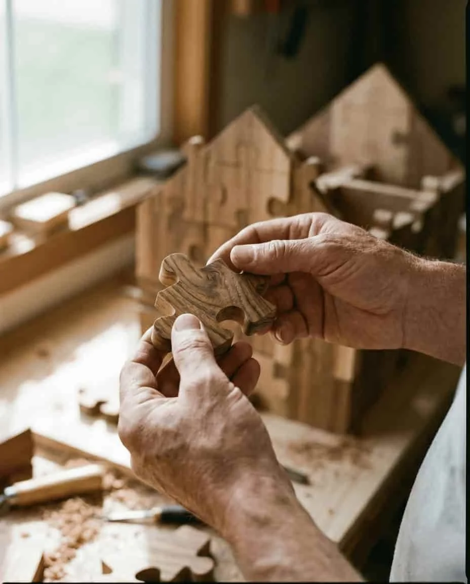 Manos construyendo un rompecabezas, metáfora del desarrollo de la corteza prefrontal y el autocontrol en el cerebro joven.