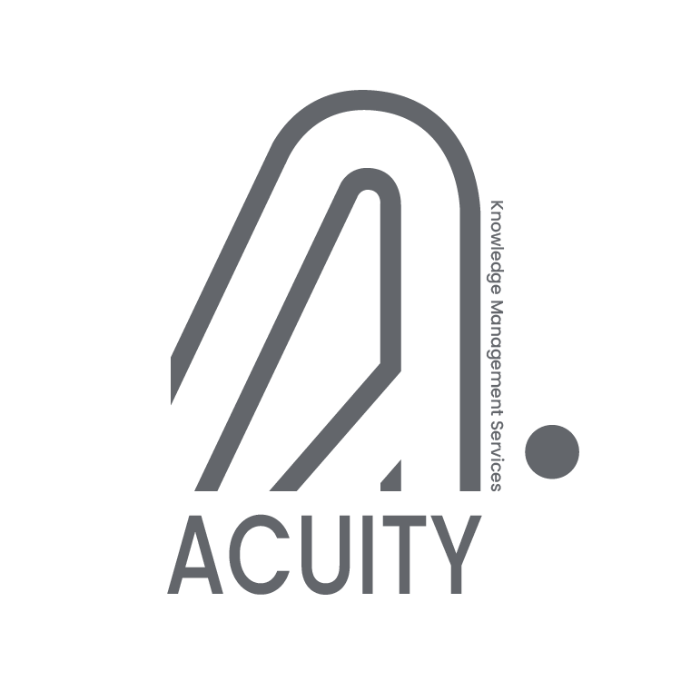 Logo of Knowledge Management Services featuring a stylized pen and the word 'ACUITY'