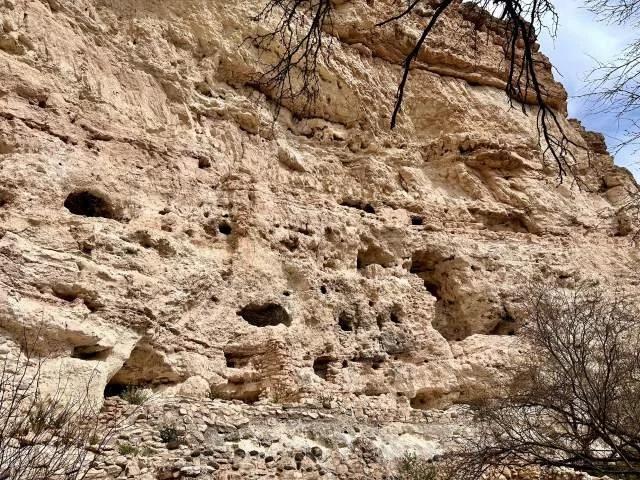 Castle A ruins at Montezuma Castle National Monument, showing ancient Sinagua pueblo walls and cliffside remains carved into the rock above the Verde Valley in Arizona