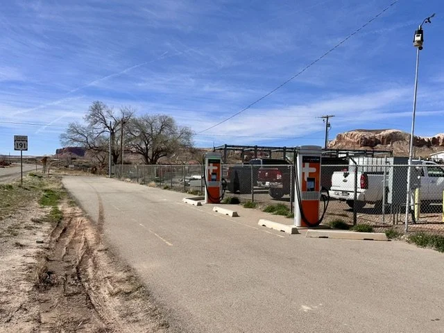 ChargePoint fast chargers in Bluff, Utah, provide a critical EV charging stop amid the remote desert landscapes of southeastern Utah.