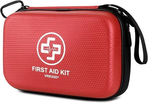 Travel first aid kit that fits in a glovebox.