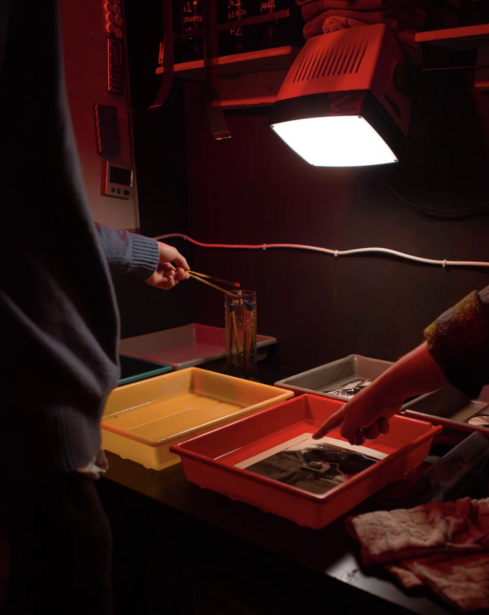 Film developing in new community darkroom, Negative Development.